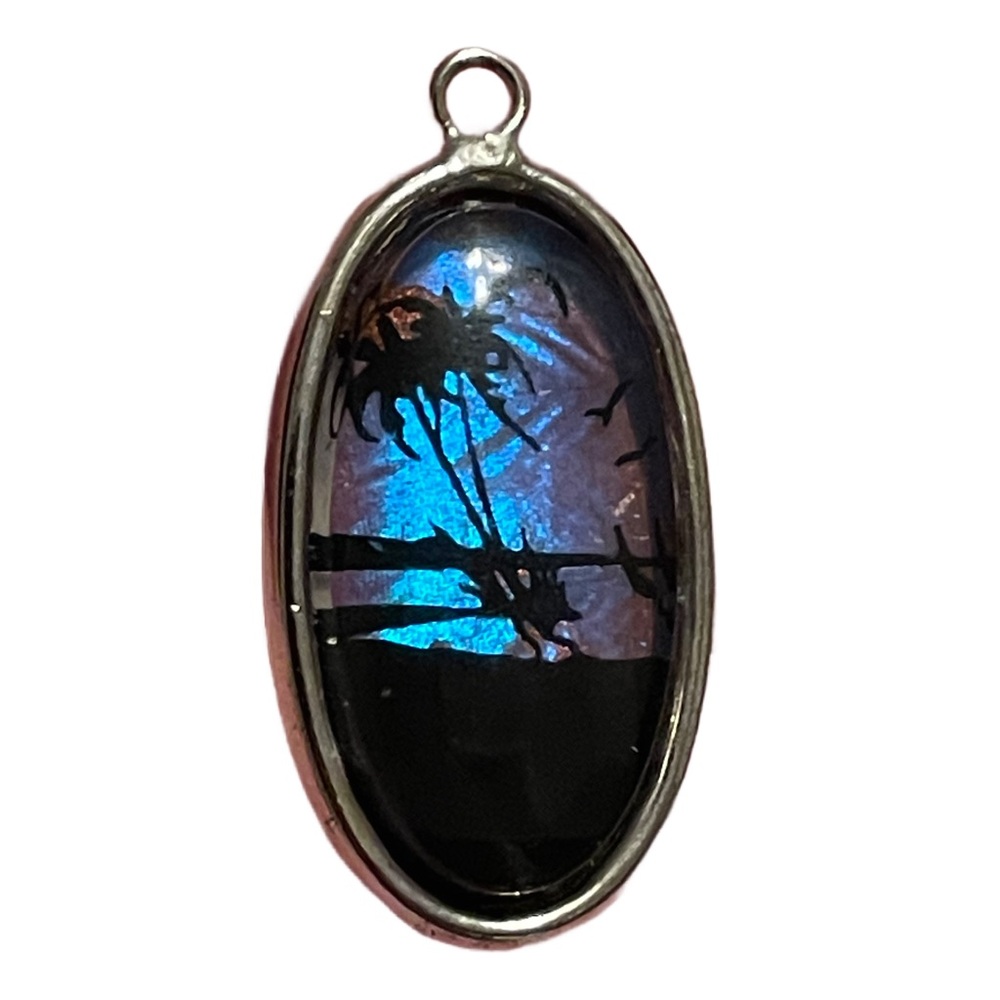 Vintage Art Deco Morpho Butterfly Wing Pendant